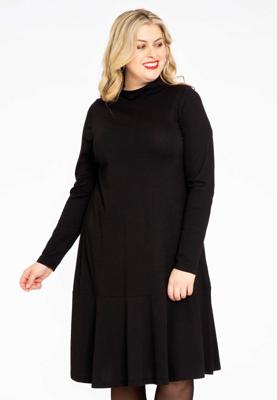 Yoek Jurk met turtle neck | Zwart | Maat 42/44