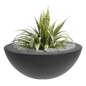 Pro Garden Plantenpot/bloempot - ronde schaal - kunststof - grijs - D52 x H20 cm   -