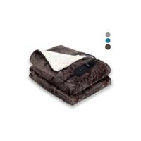 Luvego Elektrische Bovendeken Warmte deken met Fleece/Sherpa l Plaid 180x130 CM l 3.5 Meter Kabel l 160W l Donker Bruin - thumbnail