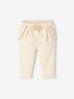 Fleece-pantalon voor meisjesbaby ecru - thumbnail
