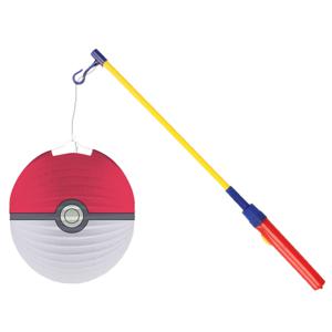 Pokemon lampion - rood - D25 cm - papier - met lampionstokje - 40 cm