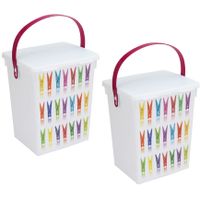 2x Wasmiddel bewaarboxen roze hengsel 5 liter 23 x 18 cm