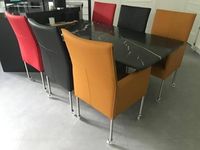 Set van 6 leren eetkamerstoelen - met wieltjes en hoge rug - verschillende kleuren leer - Echt leer, Modern, ontdek de vele Leersoorten en Kleuren bij ShopX