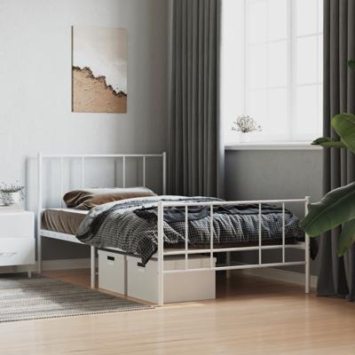 Bedframe met hoofd- en voeteneinde metaal wit 75x190 cm