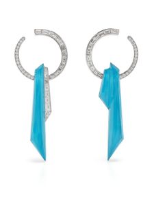 Stephen Webster boucles d'oreilles Shard en or blanc 18ct serties de diamants et de turquoise - Argent