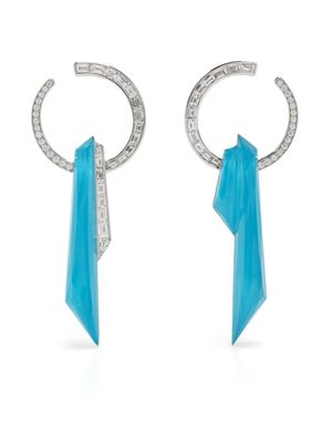 Stephen Webster boucles d'oreilles Shard en or blanc 18ct serties de diamants et de turquoise - Argent