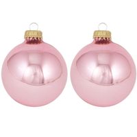 16x Pink blush lichtroze glazen kerstballen glans 7 cm kerstboomversiering - thumbnail