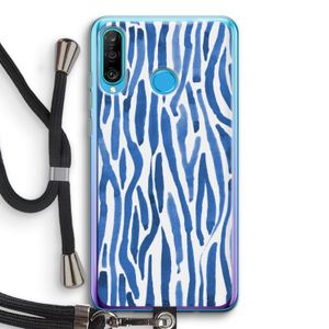 Blauwe nerven: Huawei P30 Lite Transparant Hoesje met koord