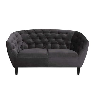 Leen Bakker - Bank Thyrza 2-zits - Fluweel - Donker - Polyester/Velvet - Grijs - 84x150x78 Cm