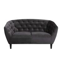 Leen Bakker - Bank Thyrza 2-zits - Fluweel - Donker - Polyester/Velvet - Grijs - 84x150x78 Cm