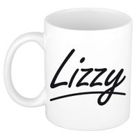Lizzy voornaam kado beker / mok sierlijke letters - gepersonaliseerde mok met naam   -