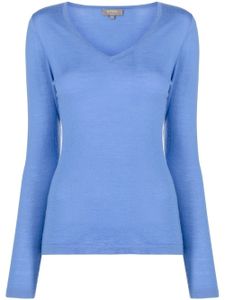 N.Peal pull en maille fine à col v - Bleu