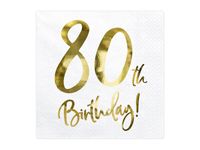 Servetten 80th Birthday Goud - 20 Stuks - thumbnail