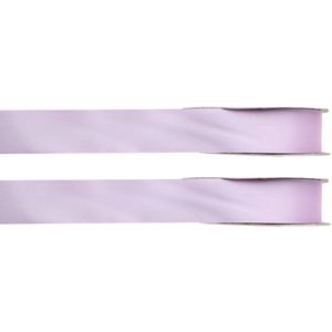 2x Lila satijnlint rollen 1 cm x 25 meter cadeaulint verpakkingsmateriaal - Cadeaulinten