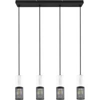 LED Hanglamp - Hangverlichting - Trion Josh - E27 Fitting - 4-lichts - Rond - Zwart Wit - Metaal