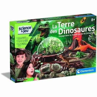 Clementoni - Wetenschap en spel - De wereld van dinosaurussen - Terrarium om te creëren + 3 dinosaurusfiguren - Made in Italy