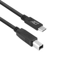 ACT SB0013 USB-kabel 1,8 m USB 2.0 USB B USB C Zwart