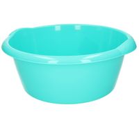 Ronde afwasteil/emmer turquoise blauw 10 liter 38 x 16 cm schoonmaakartikelen   - - thumbnail