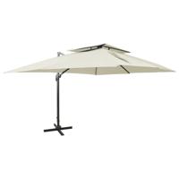 VidaXL Zwevende parasol met dubbele bovenkant zand 400x300 cm