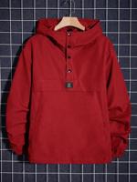 Bon&Bon Men's Loose Fit Hooded Windbreaker Jacket - Dark Green Red / M