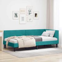 Hoekbedframe met hoofdeinde Turquoise 90 cm x 190 cm Fluweel