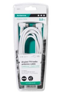 Vivanco Antenne Aansluitkabel [1x Antennestekker 75 Ω - 1x Antennebus 75 Ω] 3.00 m 90 dB Wit