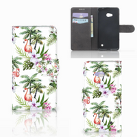 Microsoft Lumia 640 Telefoonhoesje met Pasjes Flamingo Palms - thumbnail