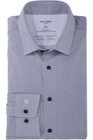 OLYMP Luxor 24/Seven Dynamic Flex Modern Fit Jersey shirt blauw/wit, Motief