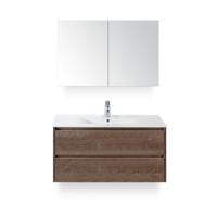 Dante Badmeubelset 100 cm - Tabacco - Keramische Wastafel Wit Enjoy - met Spiegelkast