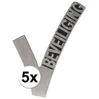 5x Beveiliging embleem pinspeld 6,5 cm   -