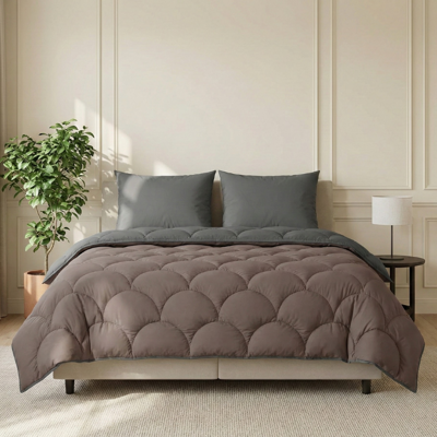 1+1 Gratis Wasbaar Lazy Dekbed Zonder Overtrek - Zonder Overtrek - Double Face - Bruin Antraciet - Dekbed-Discounter.nl