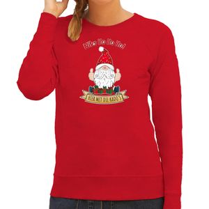 Bellatio Decorations foute kersttrui/sweater dames - Kado Gnoom - rood - Kerst kabouter 2XL  -