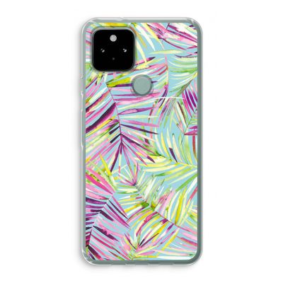 Tropical Palms Blue: Google Pixel 5 Transparant Hoesje