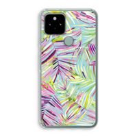 Tropical Palms Blue: Google Pixel 5 Transparant Hoesje