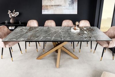 Uitschuifbare eettafel MARVELOUS 180-220-260cm grijs koper roest keramiek gemaakt in Italie - 43841