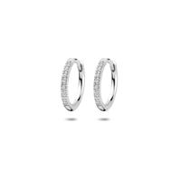 Gerhodineerd Zilveren Klapoorringen met Zirkonia - 15x2mm - 925 Zilver