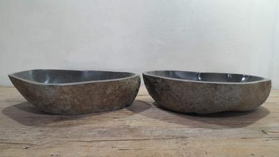 Wasbakken riviersteen set RL250332AB, 59x38x15 cm
