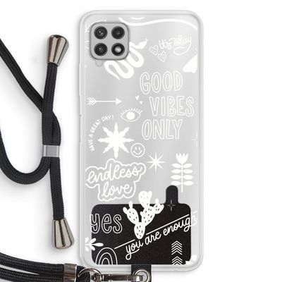 Good vibes: Samsung Galaxy A22 4G Transparant Hoesje met koord