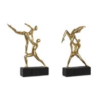 Decoratieve figuren DKD Home Decor 21 x 5,5 x 25,5 cm Zwart Gouden Gymnast (2 Stuks)