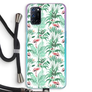 Flamingo bladeren: Oppo A52 Transparant Hoesje met koord