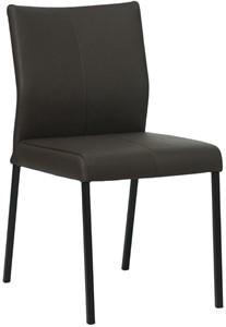 Donkerbruine leren moderne eetkamerstoel Basic - poot vierkant zwart - Hermes Leer Caffe (donkerbruin leer)