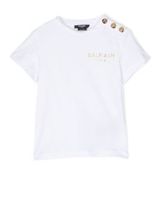 Balmain Kids t-shirt à plaque logo - Blanc