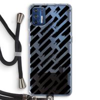 Zwarte vegen: Motorola Moto G9 Plus Transparant Hoesje met koord