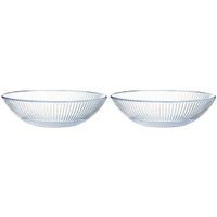 2x Salade schalen/slakommen van glas met relief 26 cm