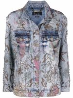 Philipp Plein veste oversize en jean à motif monogrammé - Bleu