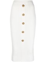 Balmain jupe mi-longue à design nervuré - Blanc