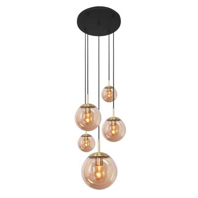 Steinhauer 5-lichts vide hanglampBolique goud met amber glas - 2730ME