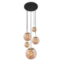 Steinhauer 5-lichts vide hanglampBolique goud met amber glas - 2730ME