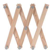 Kinderkamer deurhanger/kapstok verstelbaar - 9 grijze haakjes - hout - 60 x 12 cm