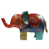 Metalen Olifant Safari Antiek Multicolor (40 x 24 cm) - thumbnail